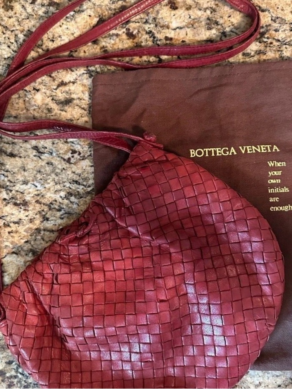 Bottega Veneta Red Intrecciato Drawstring Crossbody Bag